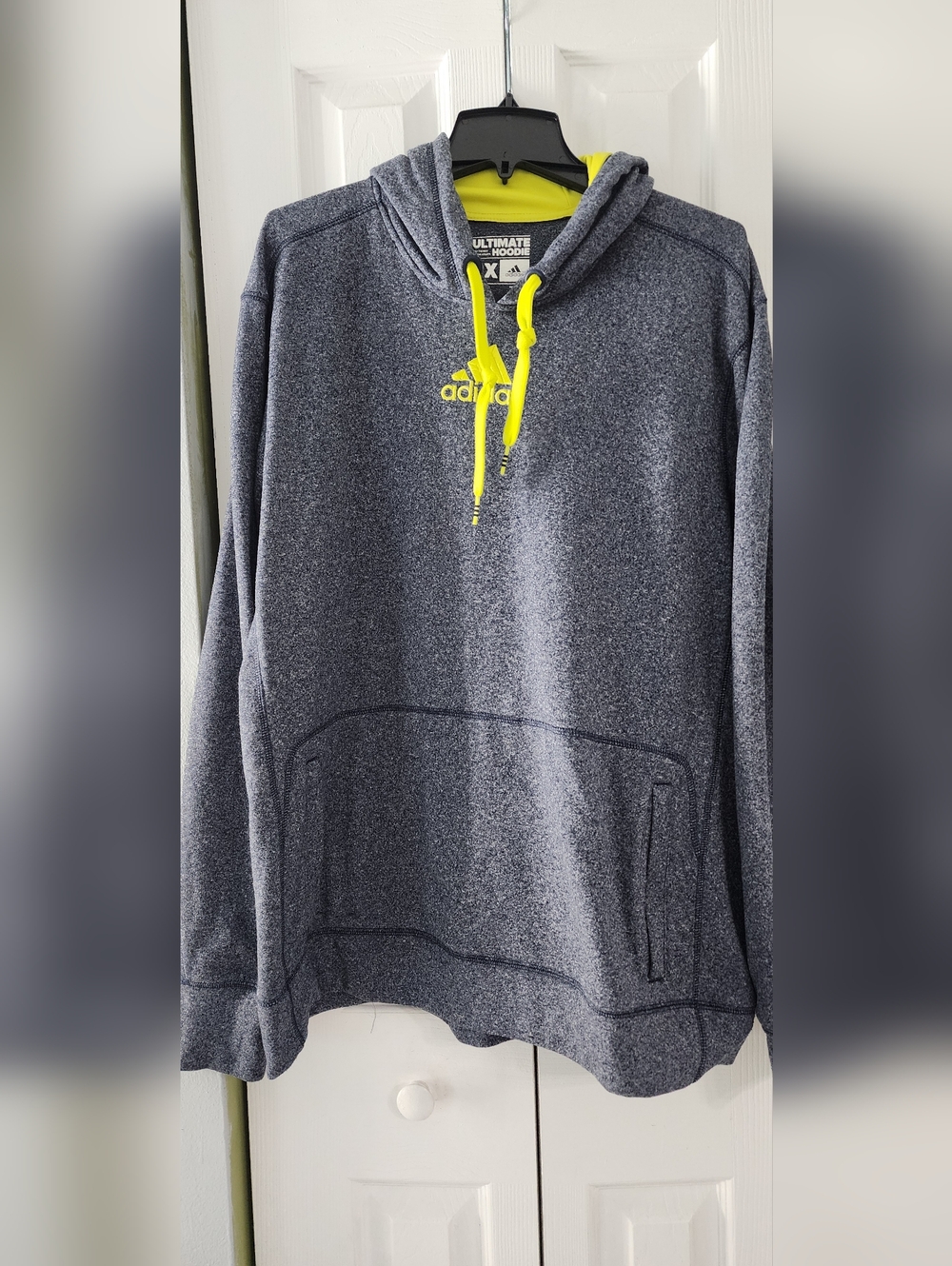 Adidas Men’s Navy Crewneck Sweatshirt with Lime Logo 2XL